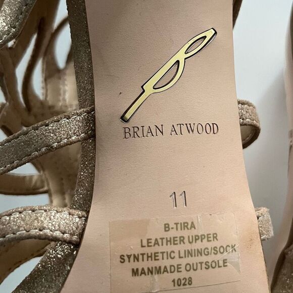 Brian Atwood Tira Metallic Gold Strappy Sandals Size 11 - Picture 5 of 6